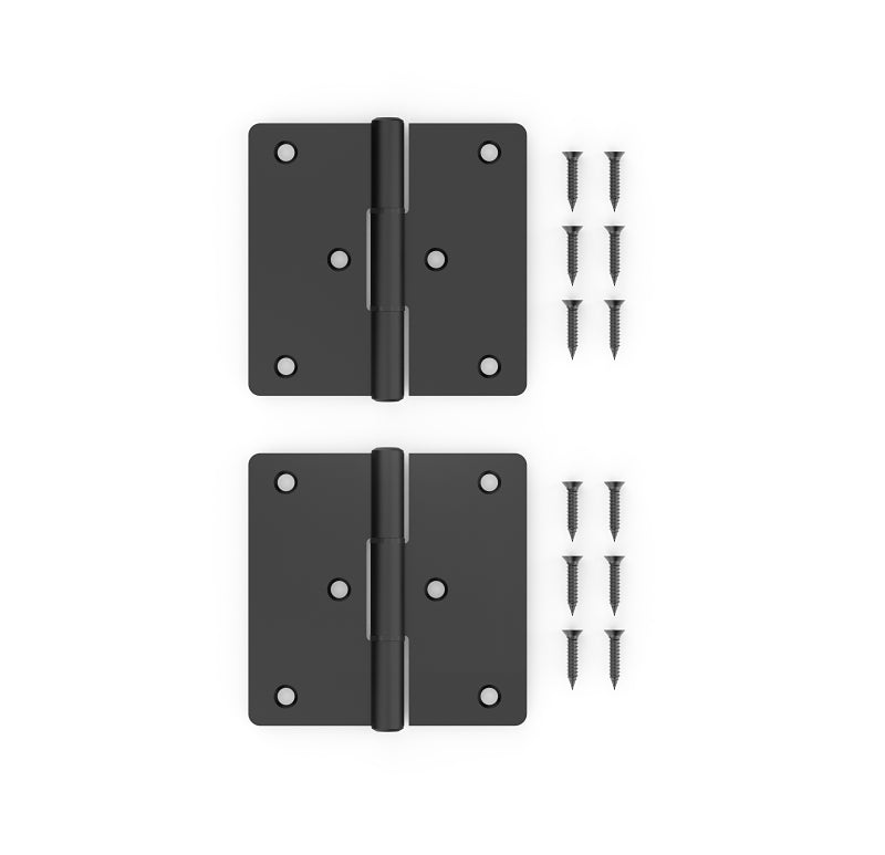 National Hardware N166-024 Modern Square Gate Hinge, Steel, Black, Tapping Screws Mounting