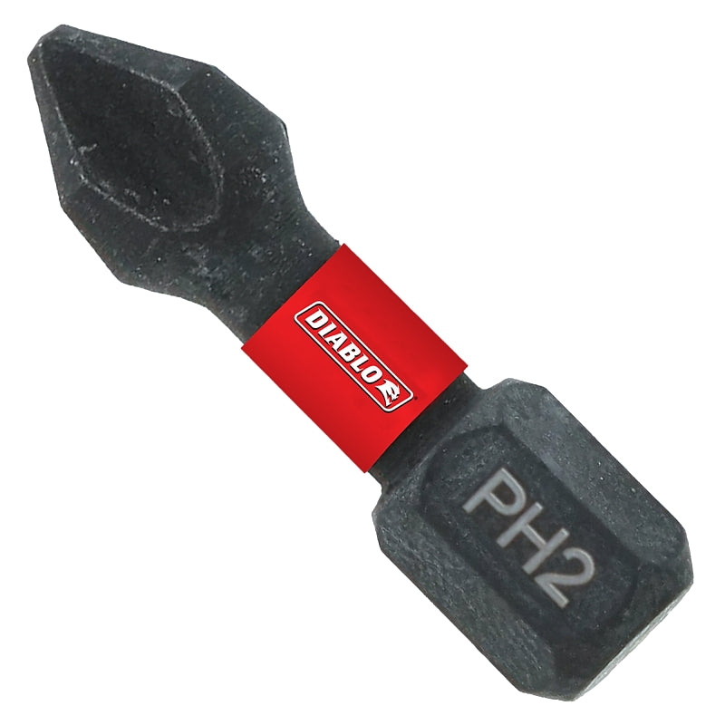 Diablo DPH21P25 Drive Bit, #2 Drive, Phillips Drive, 1/4 in Shank, Hex Shank, 1 in L