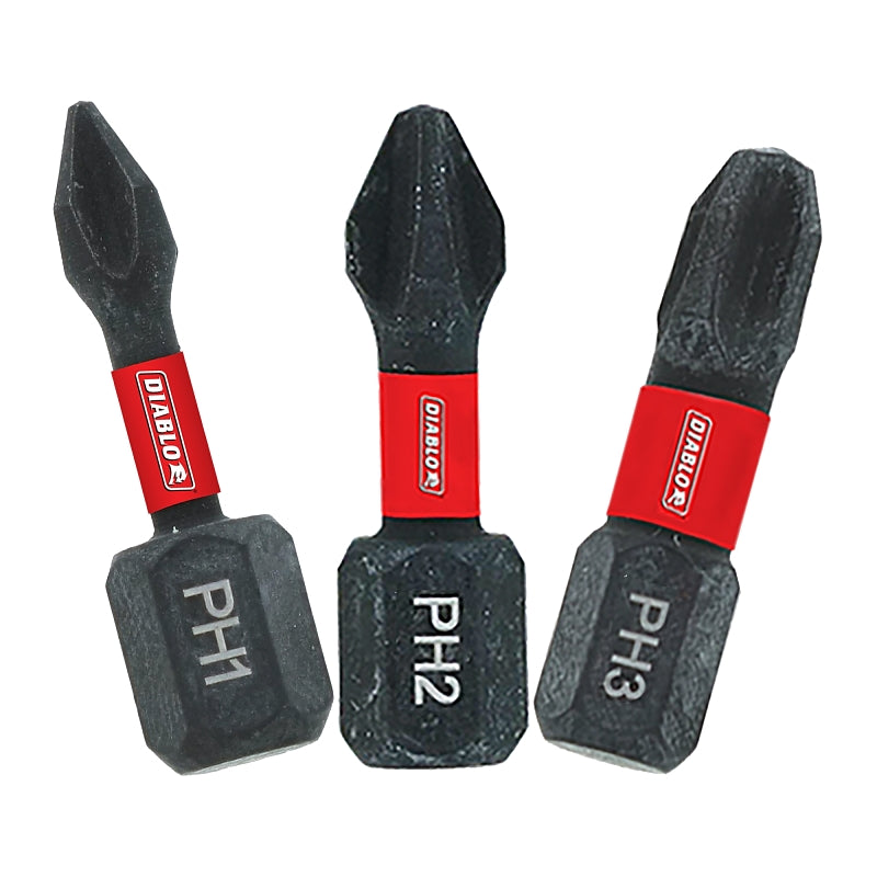 Diablo DPHV1-S3 Insert Bit Set, 3-Piece, Includes: #1, #2 and #3 Phillips Drive Bit