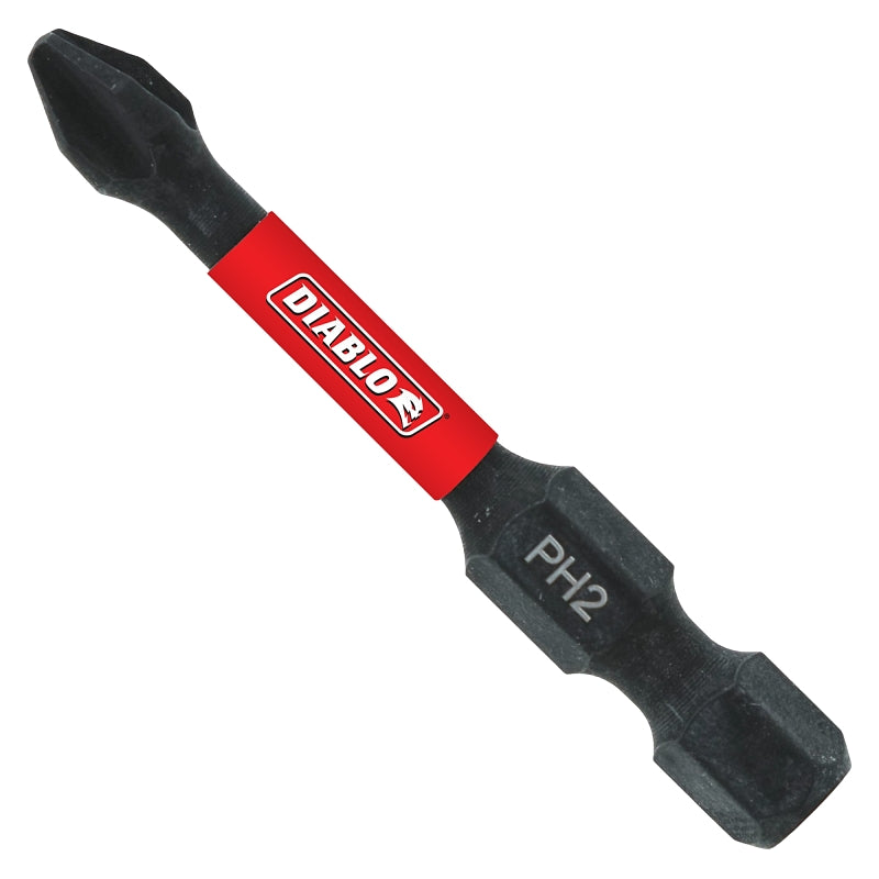 Diablo DPH22P100 Drive Bit, #2 Drive, Phillips Drive, 1/4 in Shank, Hex Shank, 2 in L, Steel