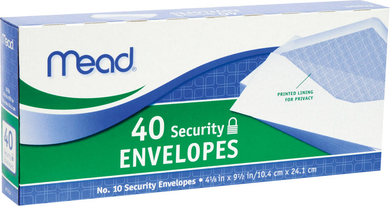 Mead 9.5 in. W X 4.12 in. L No. 10 White Envelopes 40 pk, Pack of 24
