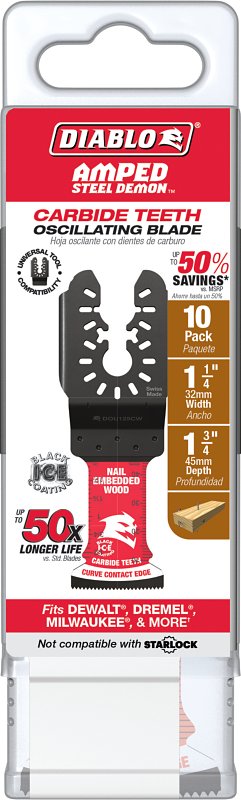 Diablo AMPED, Demo Demon DOU125CW10 Oscillating Blade, 1-3/4 in D Cutting, Carbide