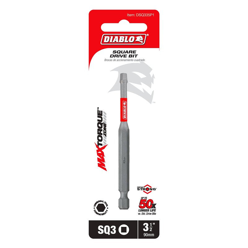 Diablo DSQ335P1 Drive Bit, #3 Drive, Square Drive, 3-1/2 in L