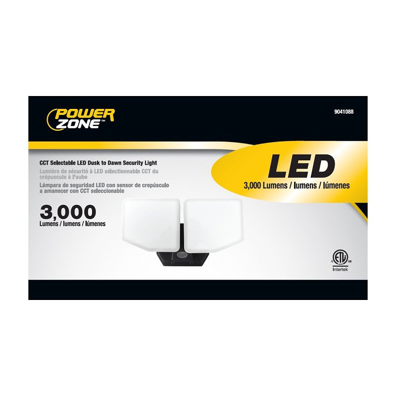 BELL LINK CL-SLD3000AC-2HCC-BLK 2-Head Dusk to Dawn Flood Light, 120 V, 24 W, LED Lamp, Daylight/Warm White, 3000 Lumens