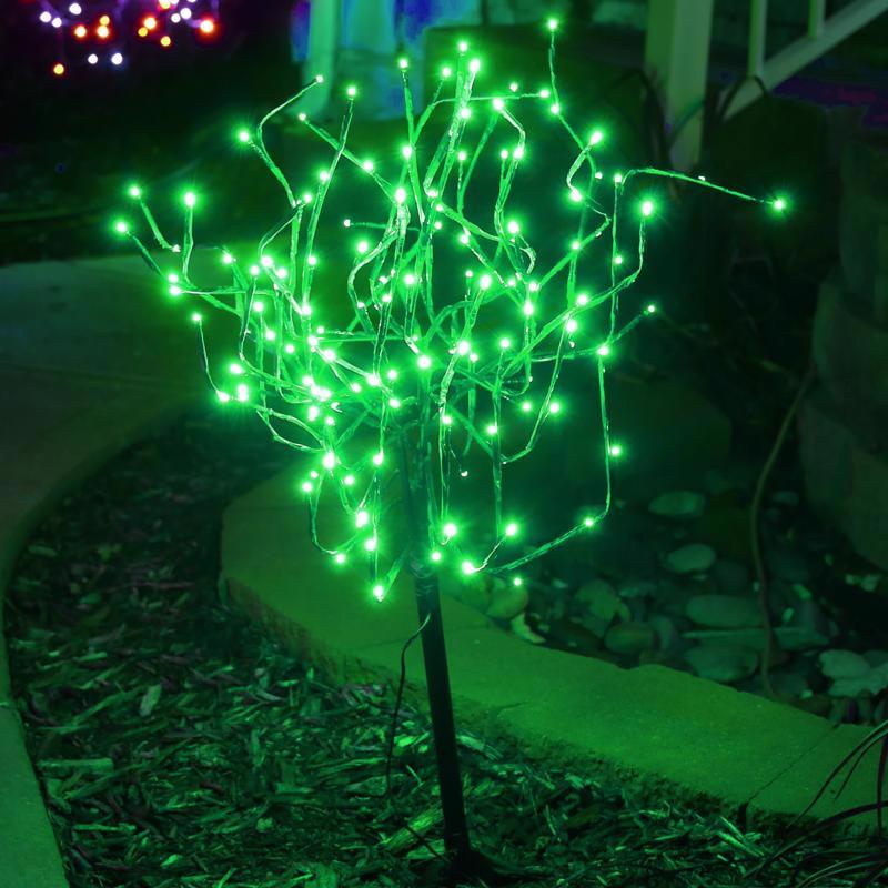Celebrations Platinum LED Green Light Burst 32 in. Yard Decor