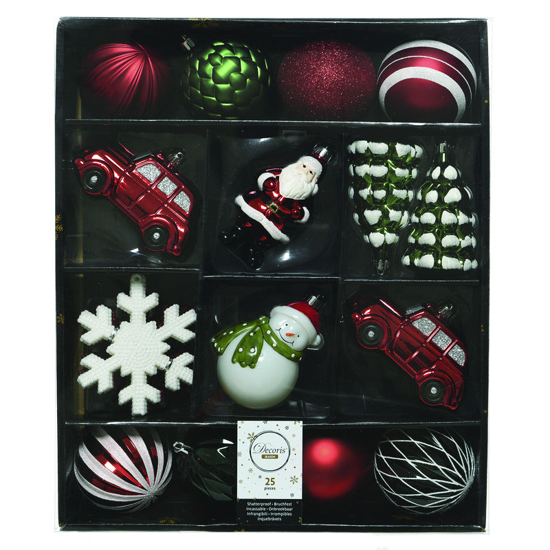 Decoris Assorted Shatterproof Ornament 8 in., Pack of 6