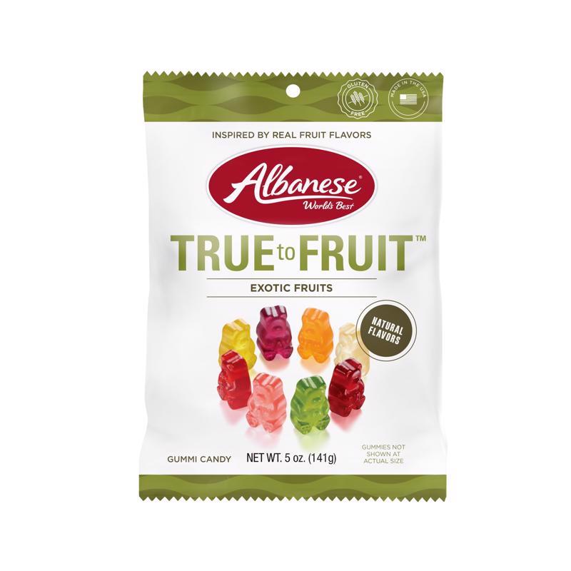 Albanese True to Fruit-Exotic Fruits Assorted Gummi Bears 5 oz, Pack of 12