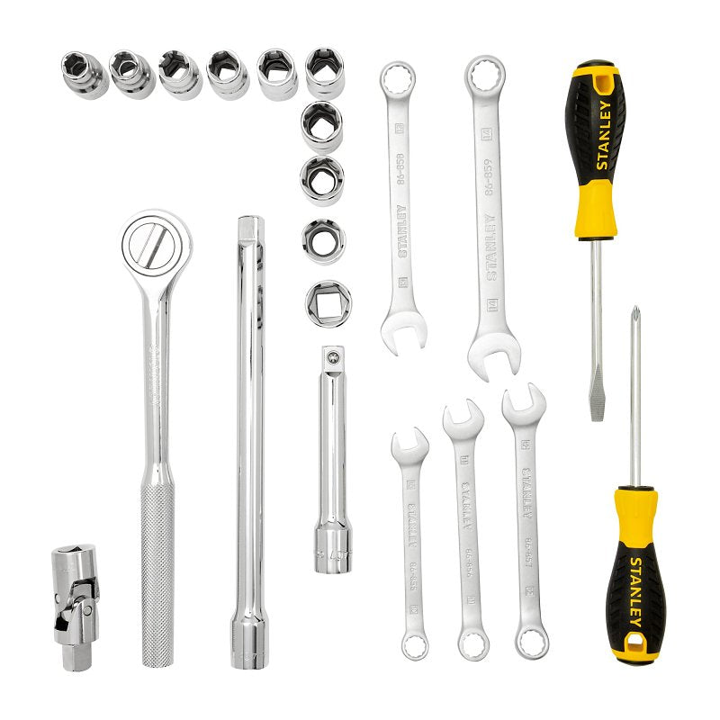 STANLEY STMT45513-LA Mechanic's Tool Set, 21 -Piece, Plastic/Steel, Silver, Pack of 3