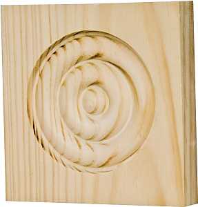Waddell RTB35M Trim Block, 3-3/4 in H, 3-3/4 in W, Rosette Pattern