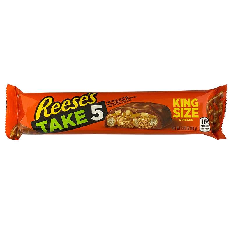 Hershey's Reese's Take 5 Caramel, Chocolate, Pretzels, Peanut Butter and Peanut Candy Bar 2.25 oz, Pack of 18