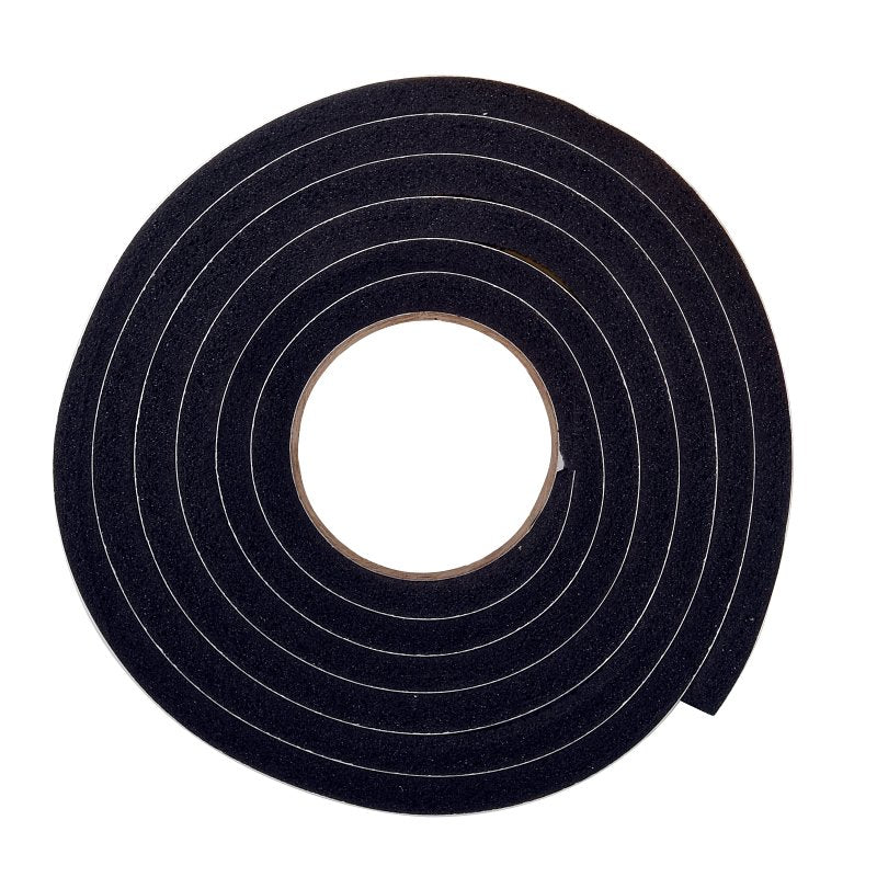 Frost King R738H Weatherseal Tape, 3/8 in W, 10 ft L, 7/16 in Thick, Rubber Foam, Black