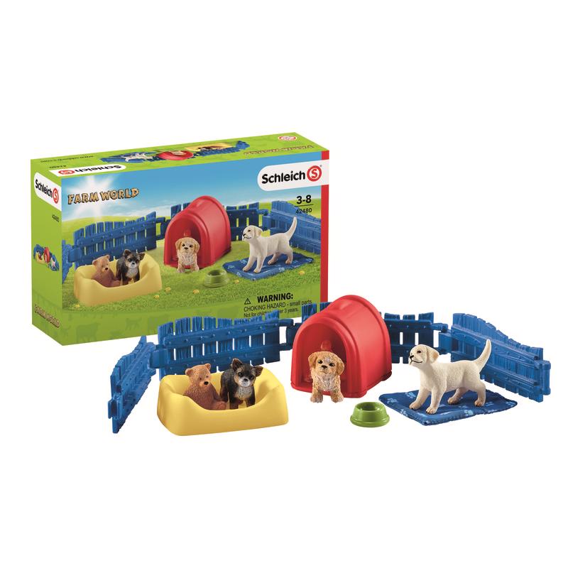 Schleich Farm World Puppy Pen Toy Multicolored 13 pc