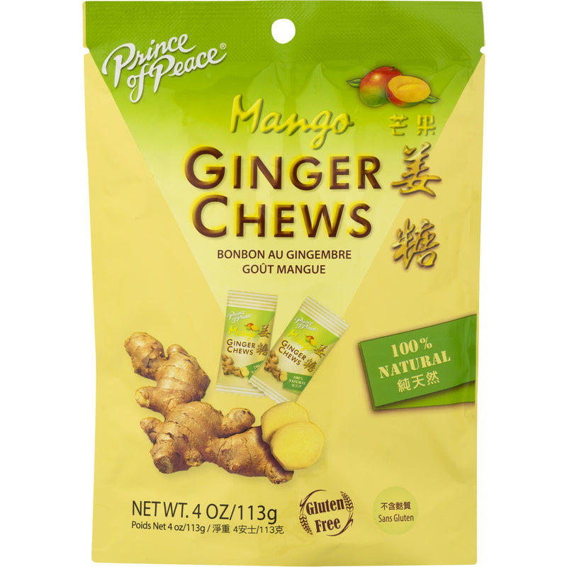 Prince of Peace Mango and Ginger Chews 4 oz, Pack of 12