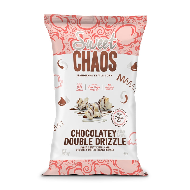 Sweet Chaos Chocolatey Double Drizzle Popcorn 5 oz Bagged, Pack of 12
