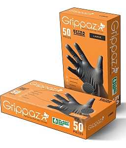 Grippaz G21091-XL50 Gloves, XL, Nitrile, Black, 4-1/4 in L