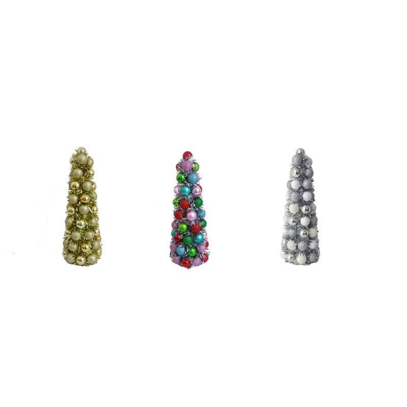FC Young Assorted Glitter Ball Cone Christmas Tree 18 in., Pack of 4