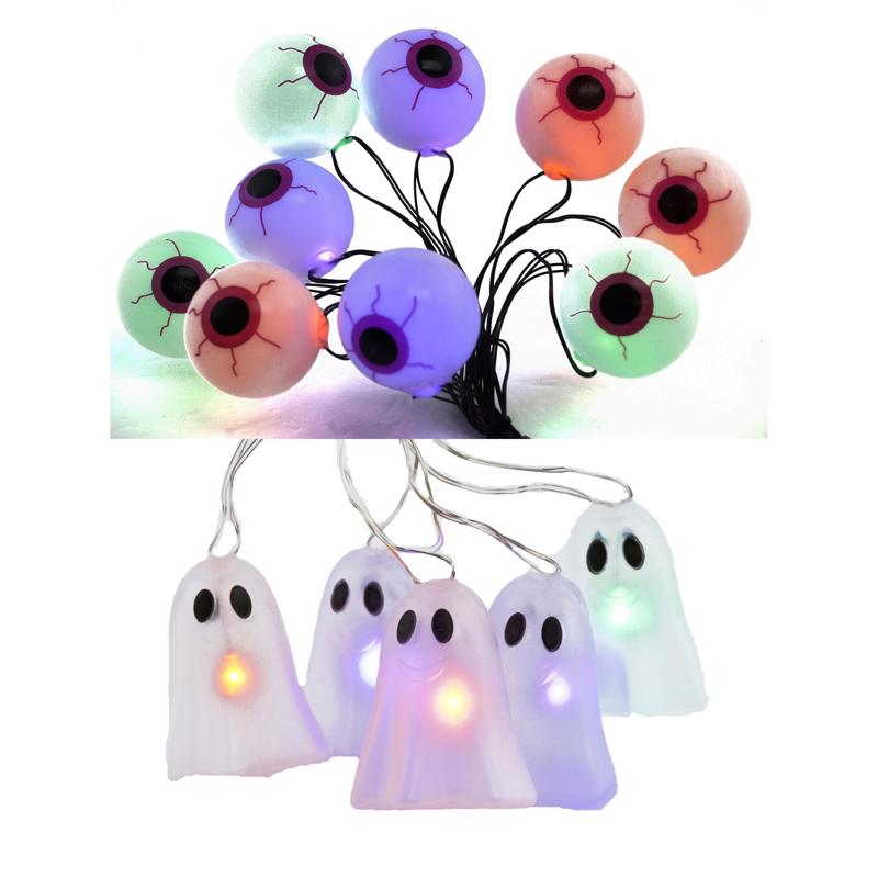Celebrations Warm White LED Prelit Ghost & Eyeball Lights, Pack of 12