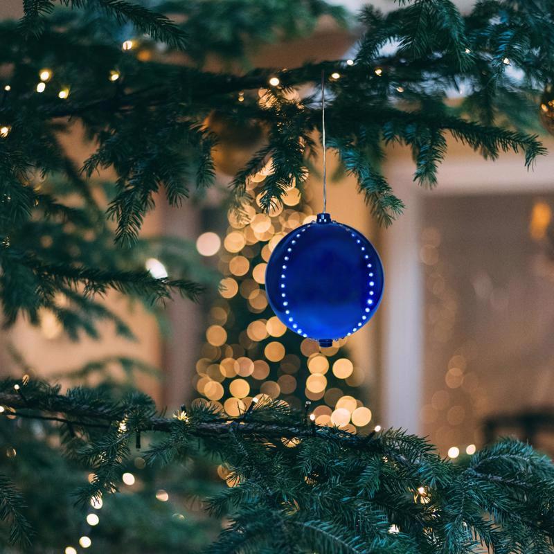 Celebrations Platinum LED Blue Lighted Ornament 6 in. Hanging Decor