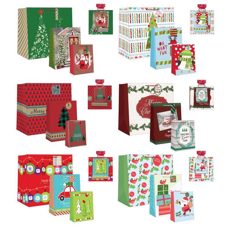 Paper Images Multi-Color Christmas Gift Bag, Pack of 24