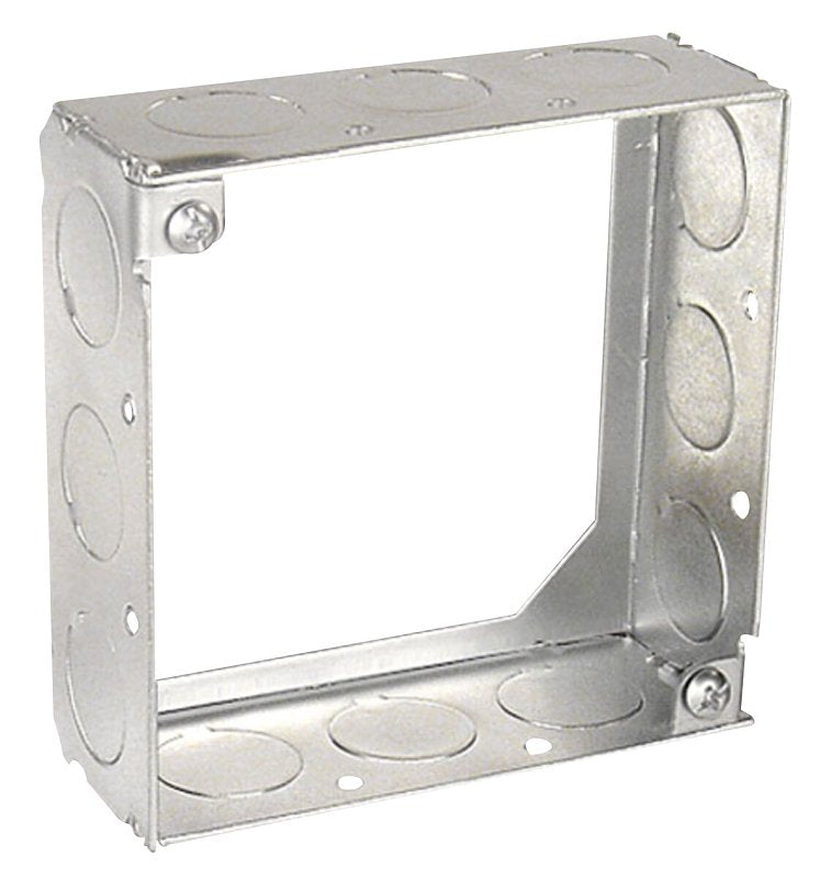 Southwire 53151-1/2-UPC Square Extension Ring, 4 in W, 12-Knockout, Steel, Silver, Galvanized