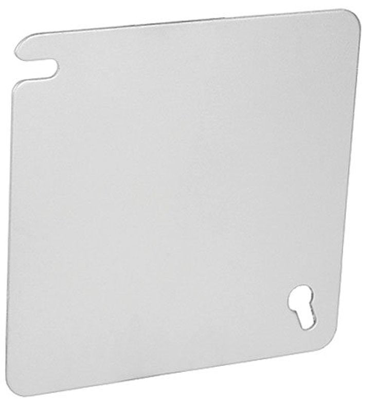 Southwire 52C1-UPC Flat Blank Cover, 4 in W, Square, Steel, Silver, Zinc-Plated