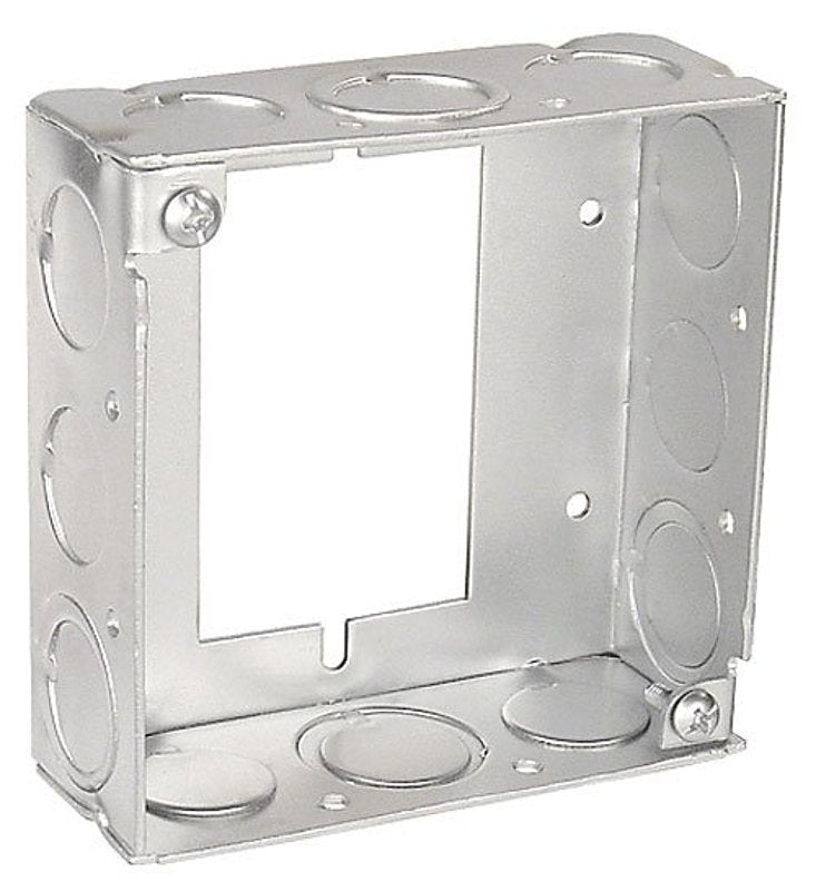 Southwire 53151-SUB-UPC Square Extension Ring, 4 in W, 12-Knockout, Steel, Silver, Galvanized