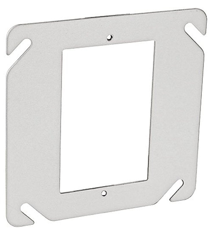 Southwire 52C62A-UPC Flat Device Ring, 4 in W, Square, 1-Gang, Steel, Silver, Galvanized