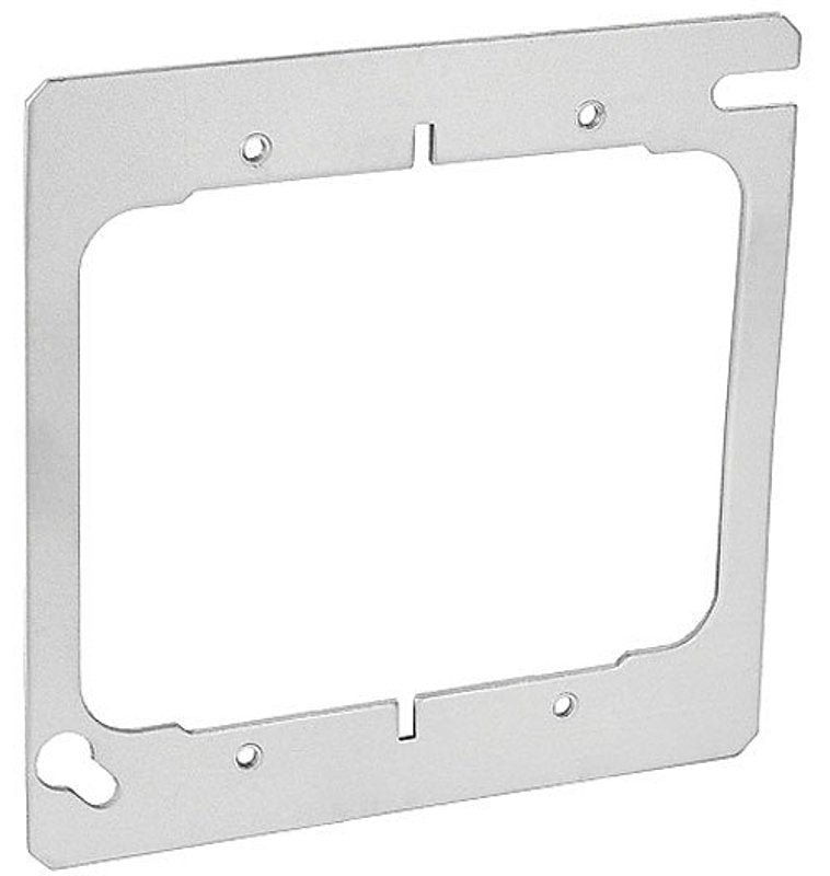 Southwire 52C20A-UPC Flat Device Ring, 4 in W, Square, 2-Gang, Steel, Silver, Galvanized