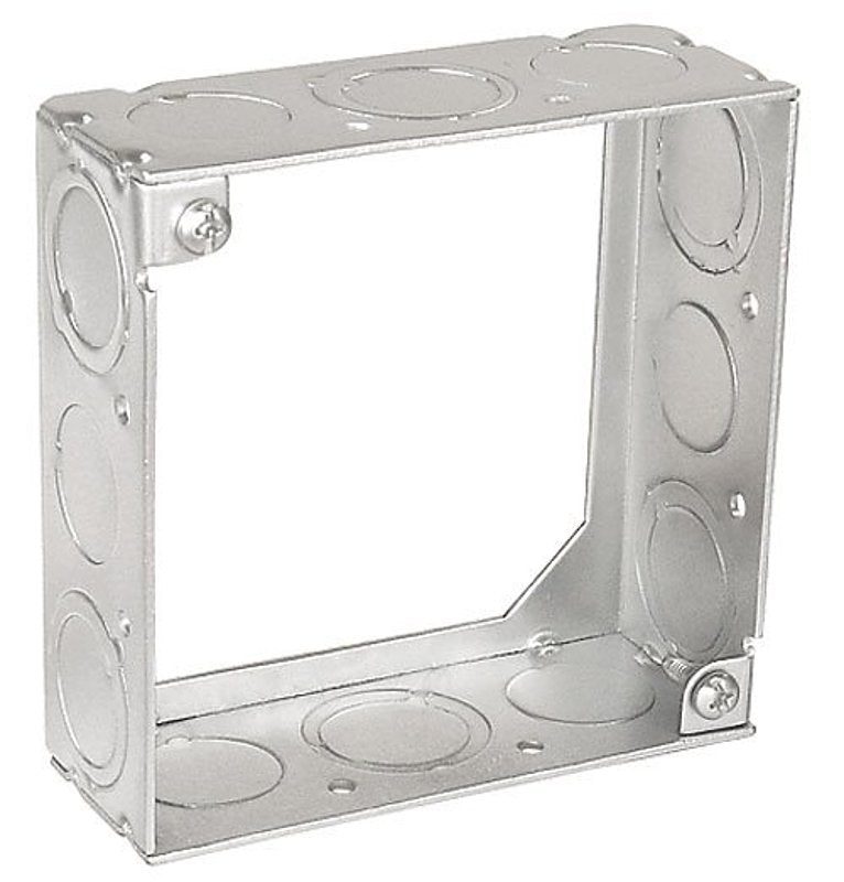 Southwire 53151-S-UPC Square Extension Ring, 4 in W, 12-Knockout, Steel, Silver, Galvanized