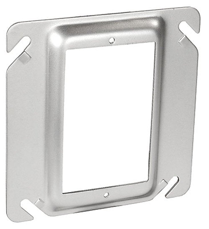 Southwire 52C62-UPC Device Ring, 4 in W, Square, 1-Gang, Steel, Silver, Galvanized