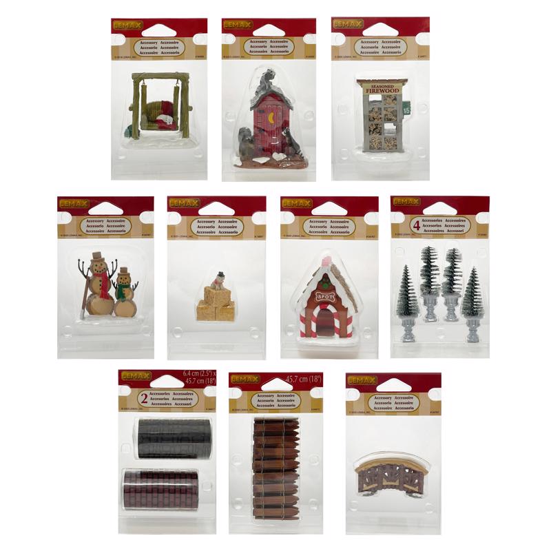 Lemax Assorted Village Accessories 3 in., Pack of 20