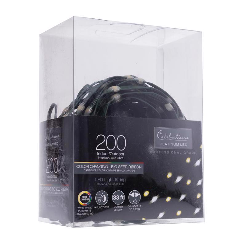 Celebrations LED Pure White/Warm White 200 ct String Ribbon Light 33 ft.