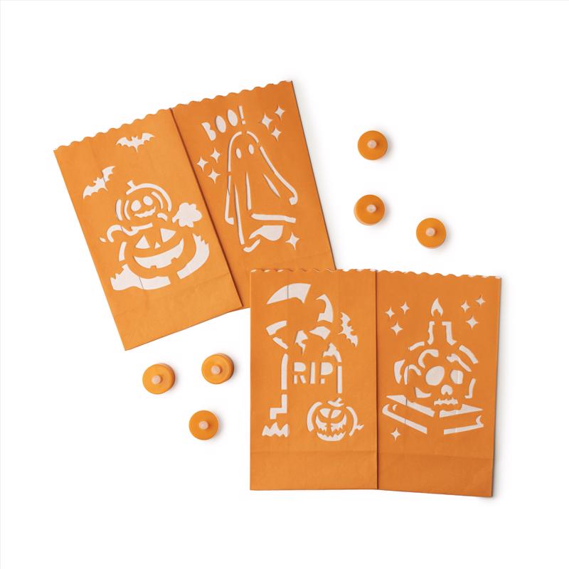 Flickering Frights Halloween White Luminary Pathway Decor, Pack of 12