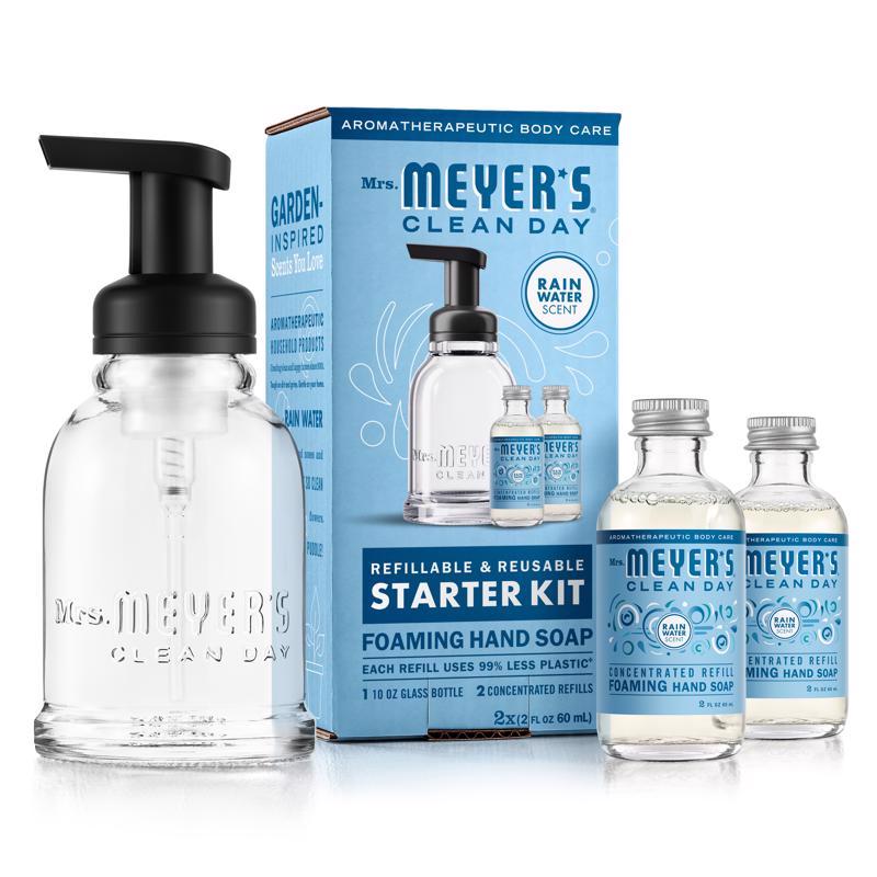 Mrs. Meyer's Clean Day Rain Water Scent Foam Hand Wash Starter Kit, Pack of 3