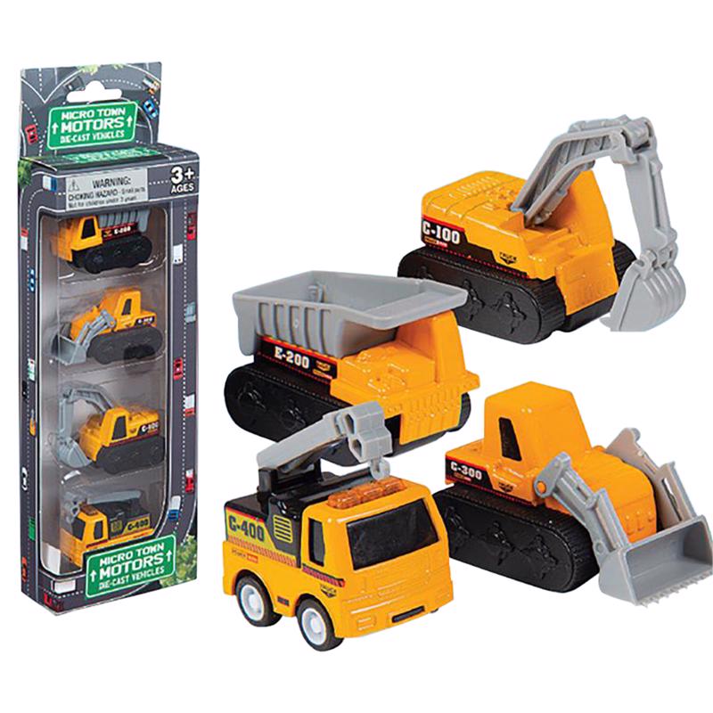 Playmaker Toys Die-Cast Car Pack Construction Trucks 4 pc, Pack of 12