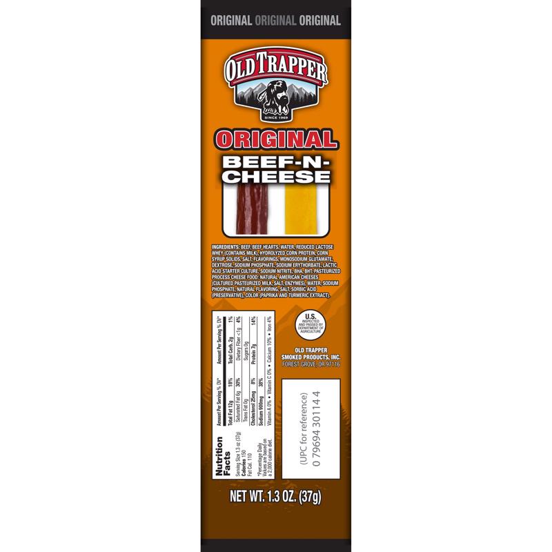 Old Trapper Original Beef Stick and Cheese 1.3 oz Boxed, Pack of 14