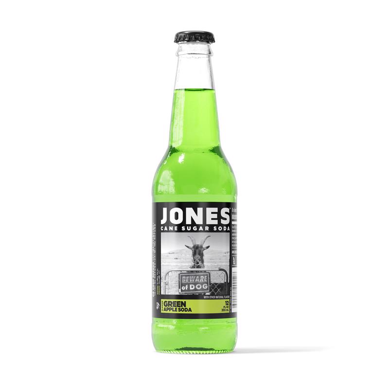 Jones Soda Green Apple Cane Sugar Soda 12 oz 1 pk, Pack of 24