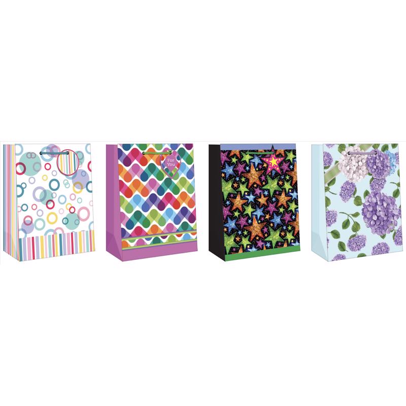 Paper Images Assorted General Designs Medium Gift Bag, Pack of 12