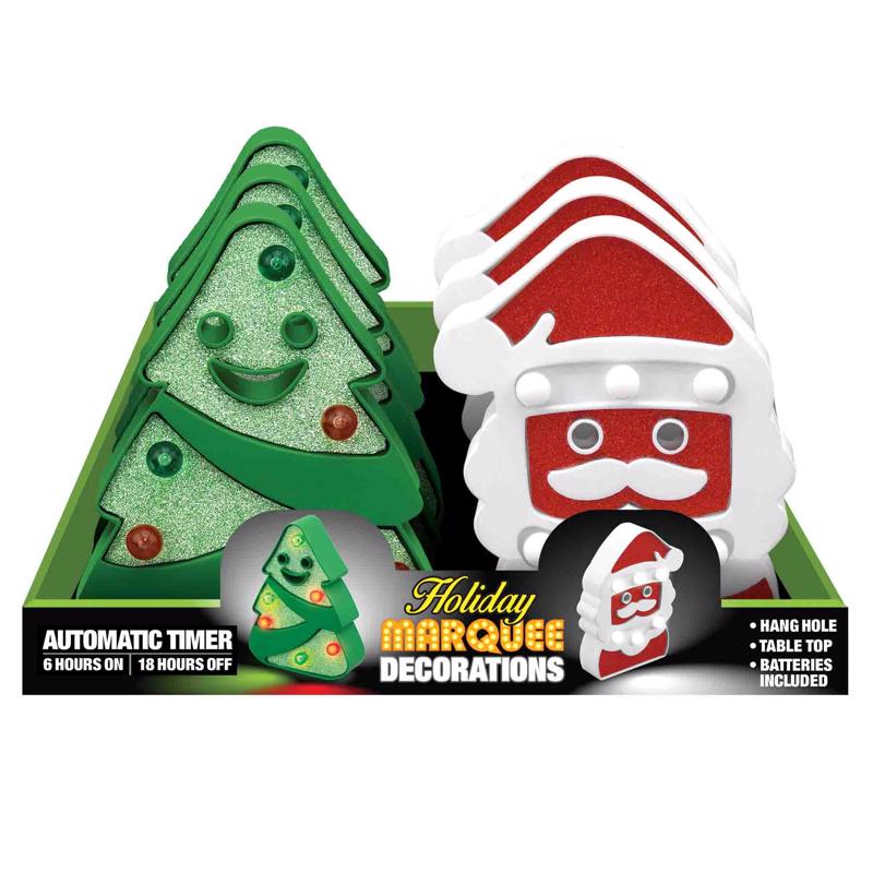 Shawshank LEDz LED Assorted Christmas Tree or Santa Marquee, Pack of 12