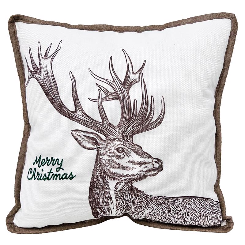 Celebrations Home Merry Christmas Deer Pillow 16 in., Pack of 4