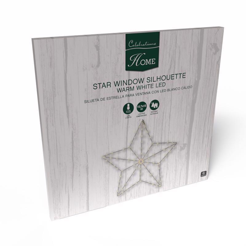 Celebrations LED Warm White Star Silhouette 15 in. Hanging Decor