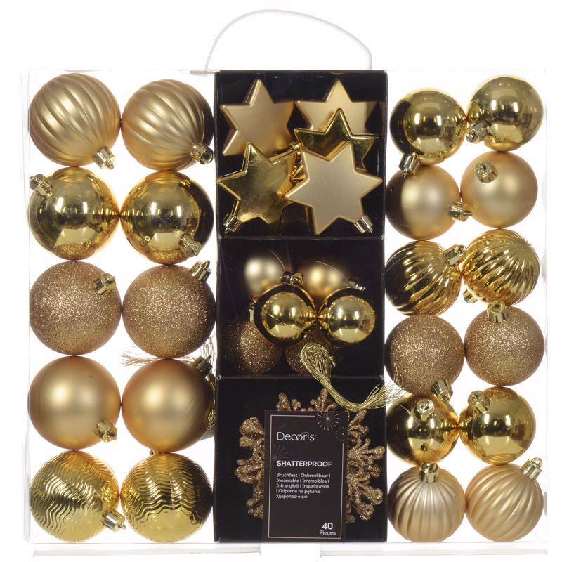 Decoris Gold Assorted Ornaments, Pack of 12