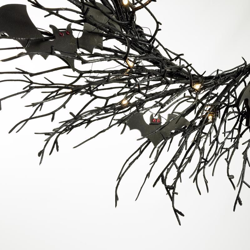 Celebrations Purple 35 ct 20 in. LED Prelit Black Twig Wreath, Pack of 6