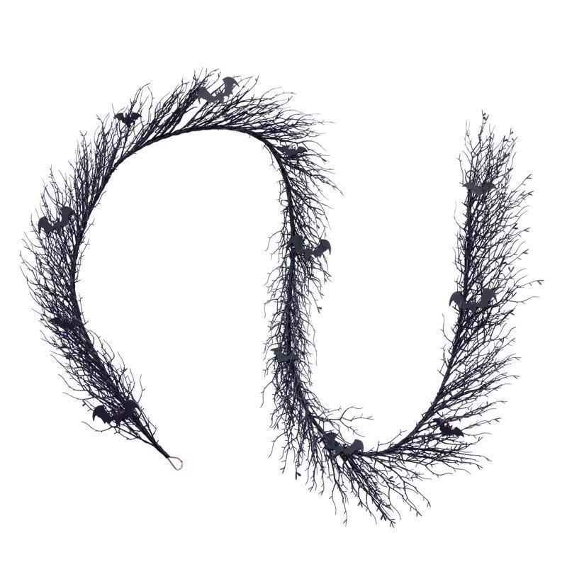Celebrations Purple 50 ct 9 ft. LED Prelit Black Twig Garland, Pack of 6