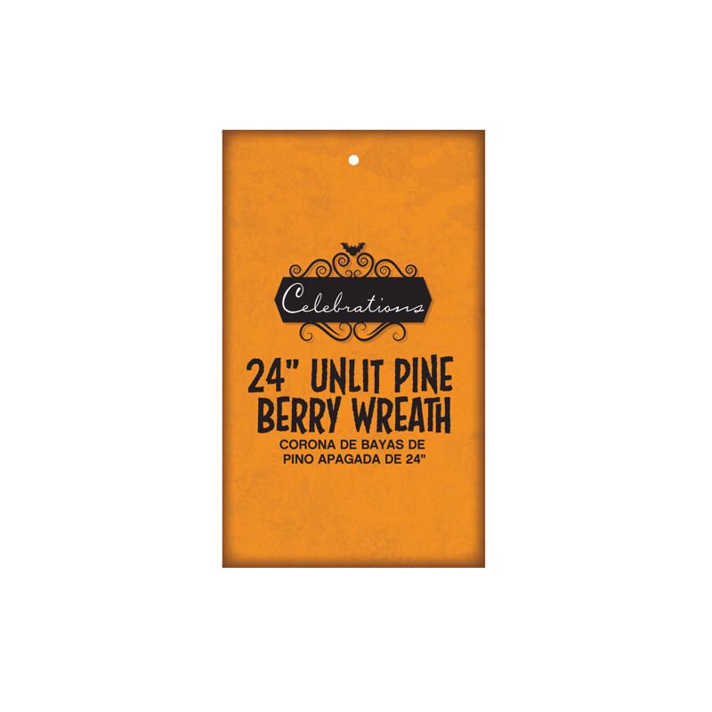 Celebrations 24 in. Unlit Pine and Berry Wreath, Pack of 4