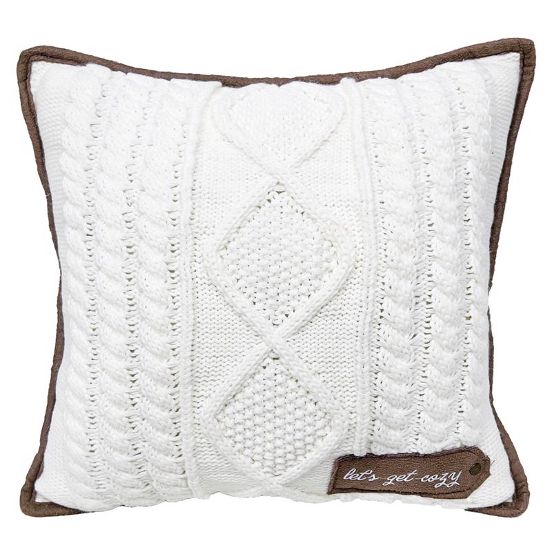 Celebrations Home Brown/White Cozy Knit Pillow 16 in., Pack of 4