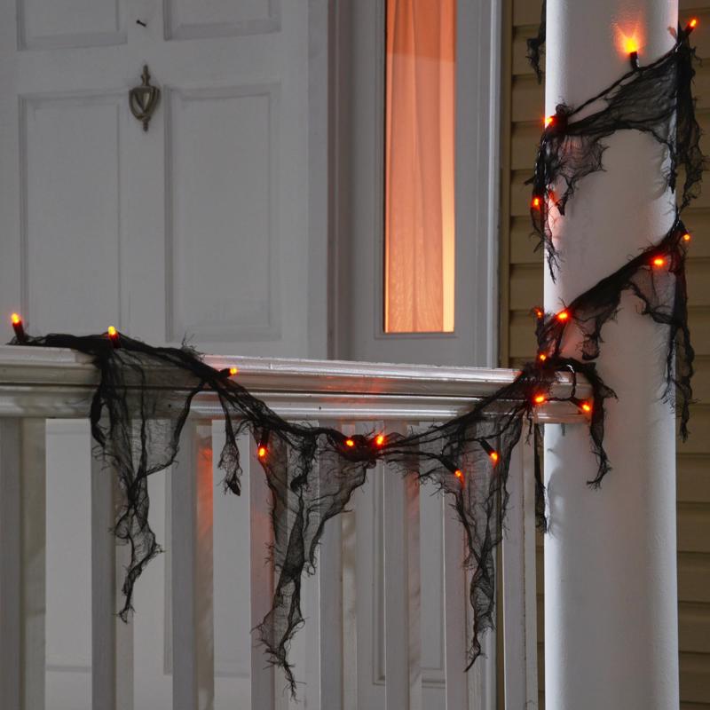 Celebrations Orange 25 ct 9 ft. LED Gauze Garland, Pack of 12