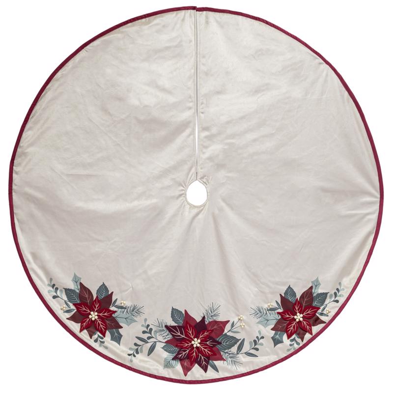 Dyno Ivory Poinsettia Tree Skirt 48 in., Pack of 4