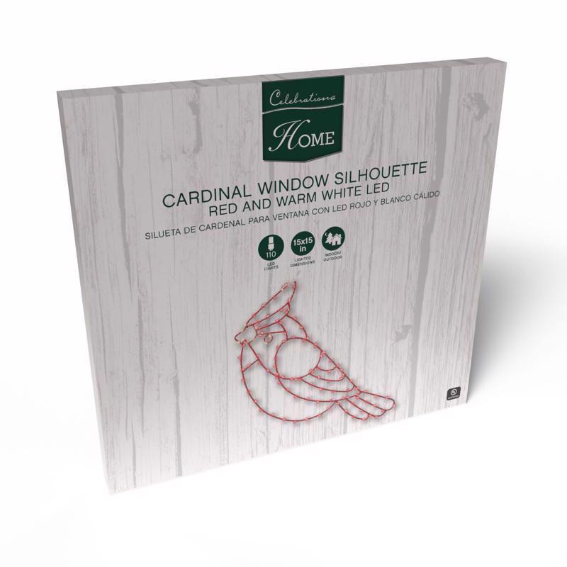 Celebrations LED Red Cardinal Silhouette 15 in. Hanging Decor