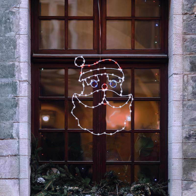 Celebrations LED Red/White Santa Head Silhouette 15 in. Hanging Decor